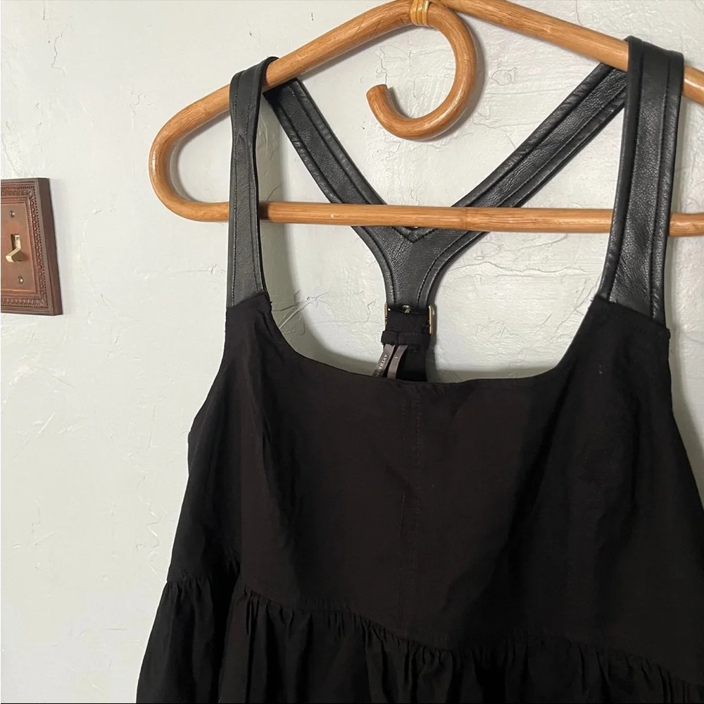 Anthropologie Black Buckle Racer Back Babydoll Halter Tank Top Babydoll Large - Picture 4 of 9
